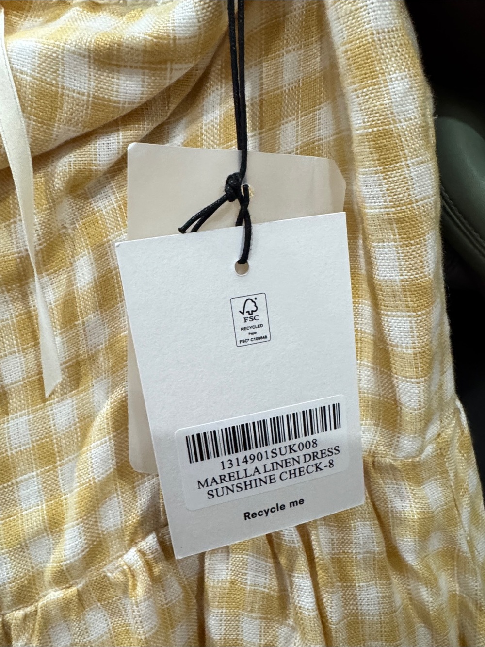 Reformation Yellow Gingham Puff-Sleeve Midi Dress - Picture 4 of 4